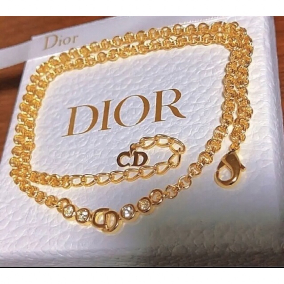 Dior ネックレス ゴールド ロゴ CD シンプル キラキラ ストーン