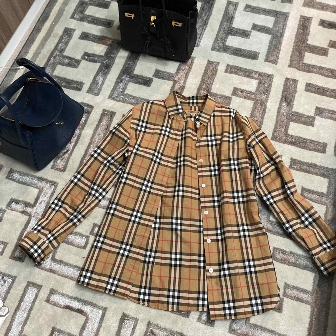 現行タグUK4BURBERRY バーバリー長袖シャツ ノバチェック ドレスシャツ-