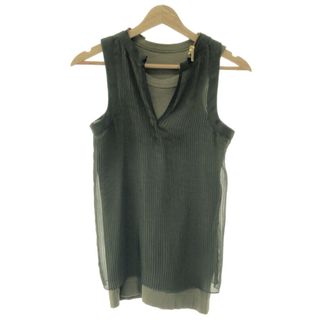 サカイ(sacai)のsacai サカイ 20SS Chiffon x Cotton Jersey Tank Top シフォンレイヤードタンクトップ カーキ 1(タンクトップ)