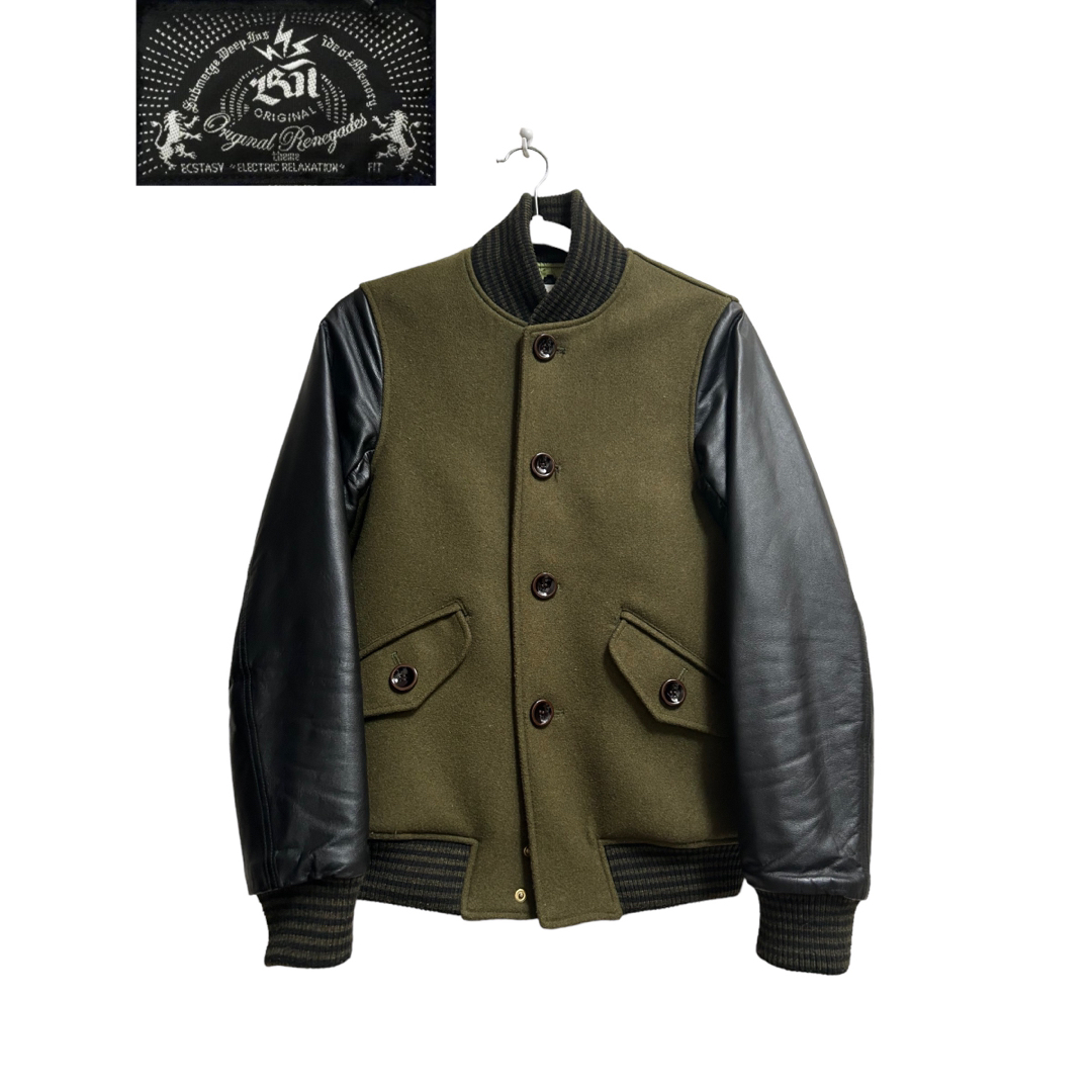 BAL MELTON u0026 LEATHER VARSITY JACKET-