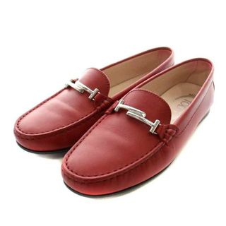 トッズ(TOD'S)のトッズ ローファー ドライビングシューズ レザー 37.5 24.5cm 赤(ローファー/革靴)