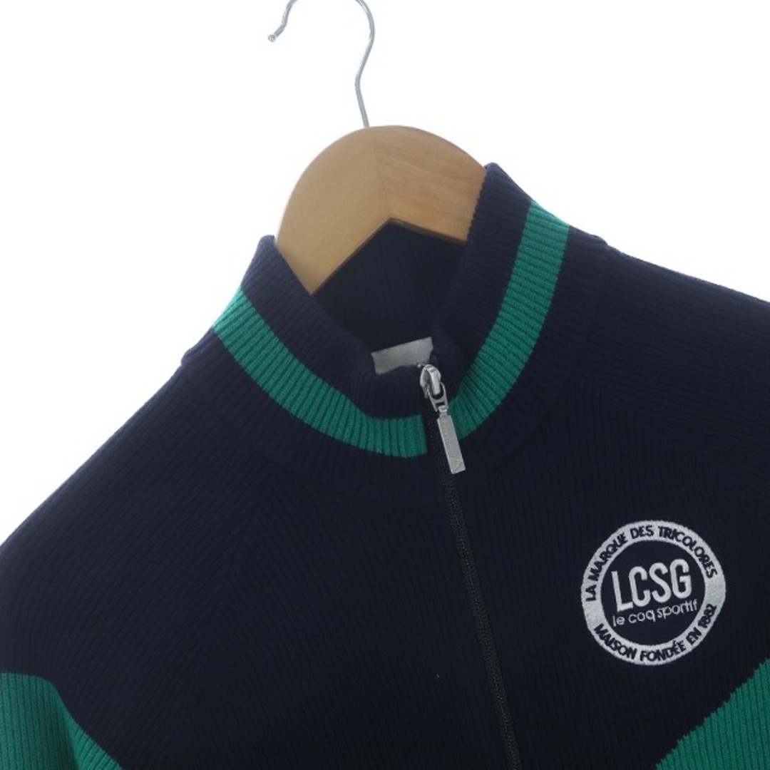 le coq sportif(ルコックスポルティフ)のルコックスポルティフ ゴルフウェア ニットジャケット 長袖 リブ M 白 紺 レディースのジャケット/アウター(ブルゾン)の商品写真