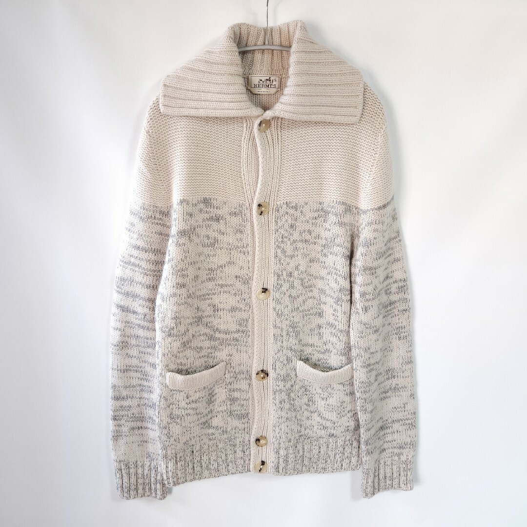 12AW HERMES エルメス カシミヤカーディガン グレー ベージュ | フリマアプリ ラクマ