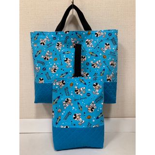 ディズニー(Disney)のミッキー　レッスンバッグ　上履き入れ　セット　ハンドメイド(外出用品)