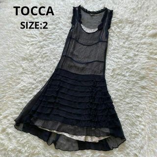 TOCCA✩美品✩アイボリーレース×ネイビードッキングワンピース✩サイズ0