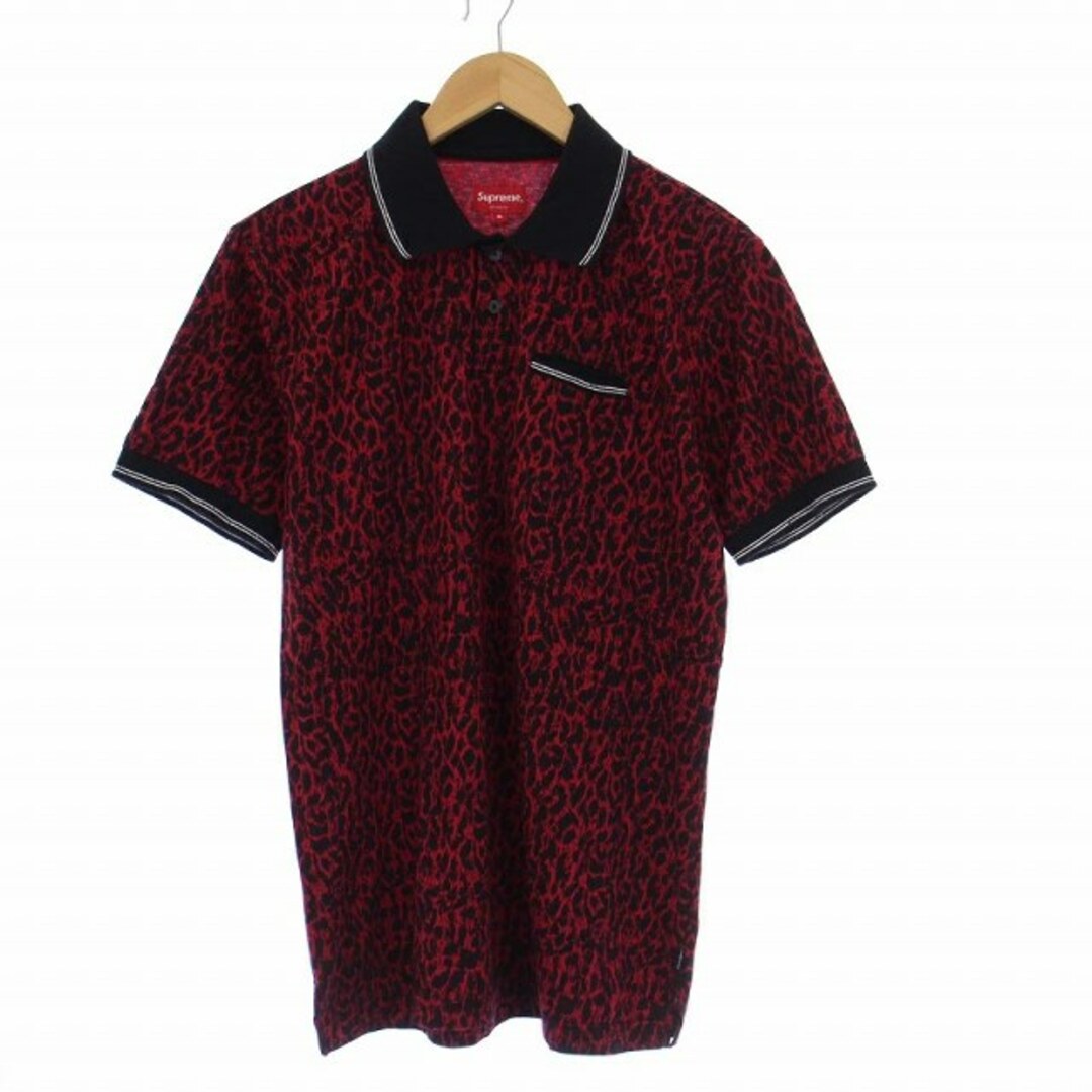 Supreme(シュプリーム)のSUPREME 13SS Leopard Polo ポロシャツ M 赤 黒 メンズのトップス(ポロシャツ)の商品写真