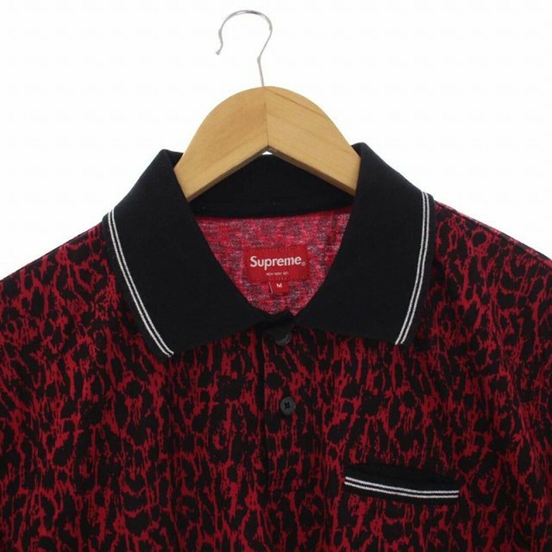 Supreme(シュプリーム)のSUPREME 13SS Leopard Polo ポロシャツ M 赤 黒 メンズのトップス(ポロシャツ)の商品写真