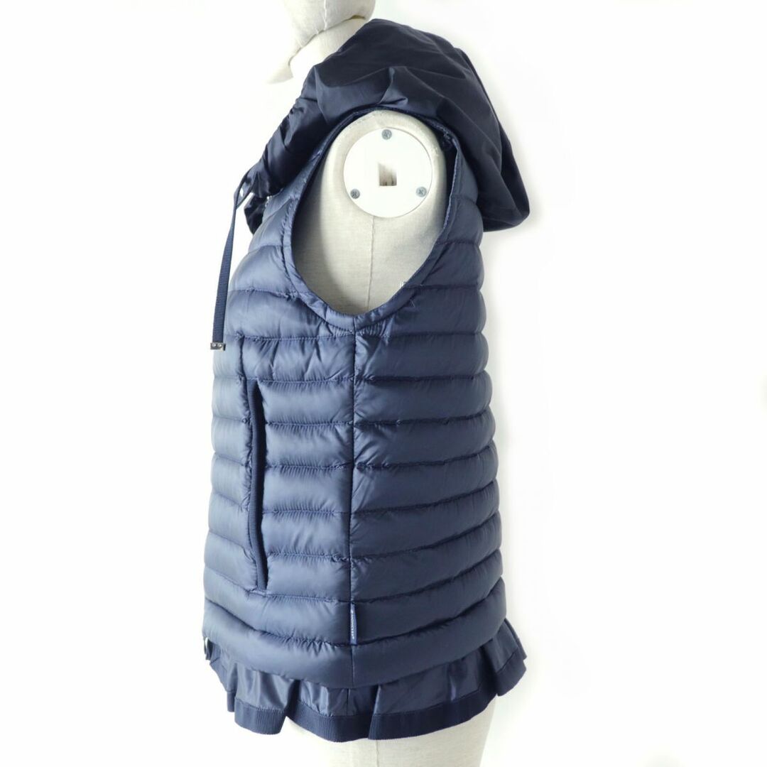 未使用品☆国内正規品 MONCLER モンクレール LUCILA GILET ZIP UP フード付き フリルデザイン ダウンベスト ネイビー  レディース 0 タグ付