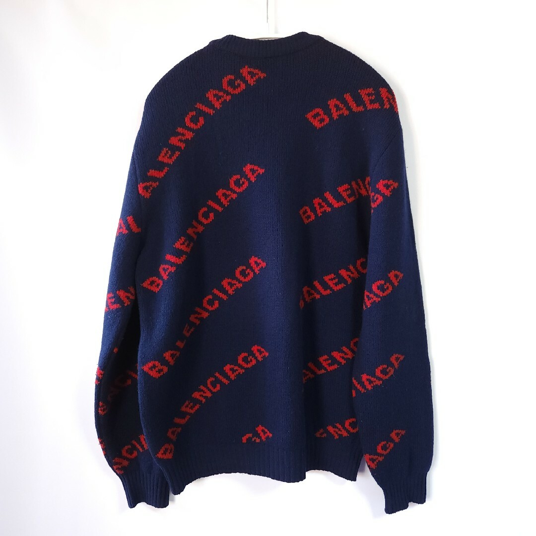 18AW BALENCIAGA バレンシアガ 総柄ロゴクルーネックセーター