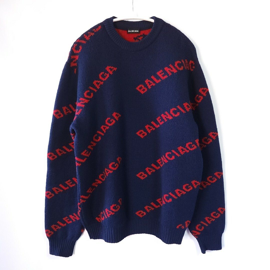 Balenciaga - 18AW BALENCIAGA 総柄ロゴクルーネックセーターの通販 by