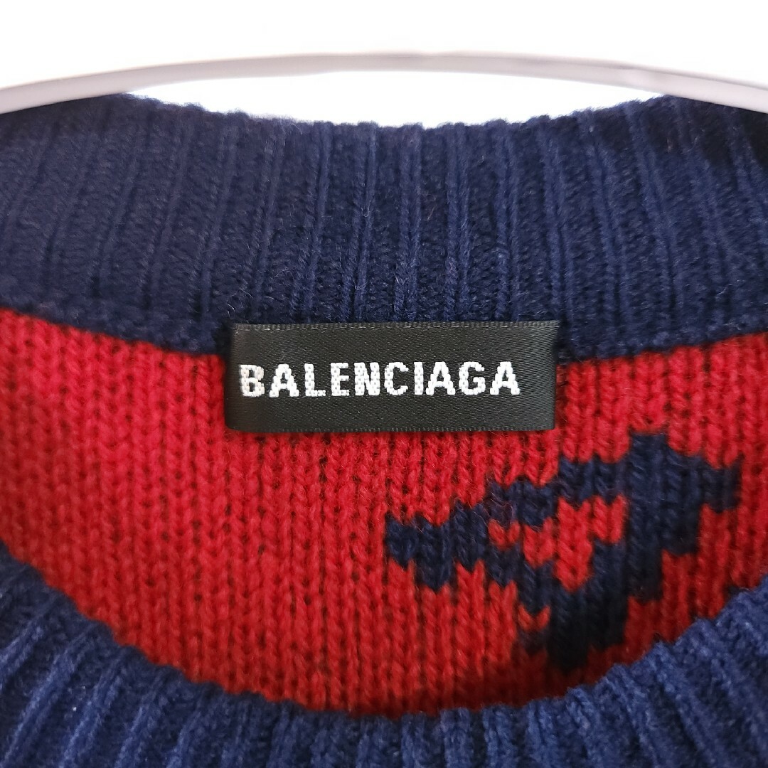 18AW BALENCIAGA バレンシアガ 総柄ロゴクルーネックセーター