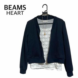 BEAMS HEART ビームスハート　メッシュブルゾン　アウター　ネイビー(ブルゾン)