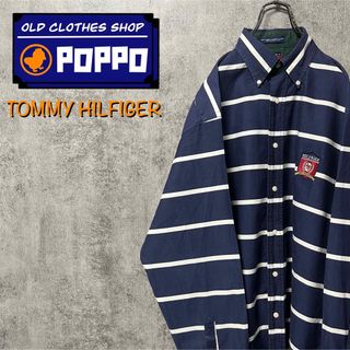 トミーヒルフィガー(TOMMY HILFIGER)のトミーヒルフィガー☆エンブレム刺繍ロゴボーダーシャツ 90s(シャツ)