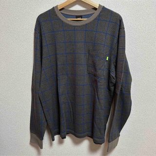 ハフ(HUF)の値下　Huf チェック　ロンT 千鳥格子　ギンガムチェック　XL(Tシャツ/カットソー(七分/長袖))