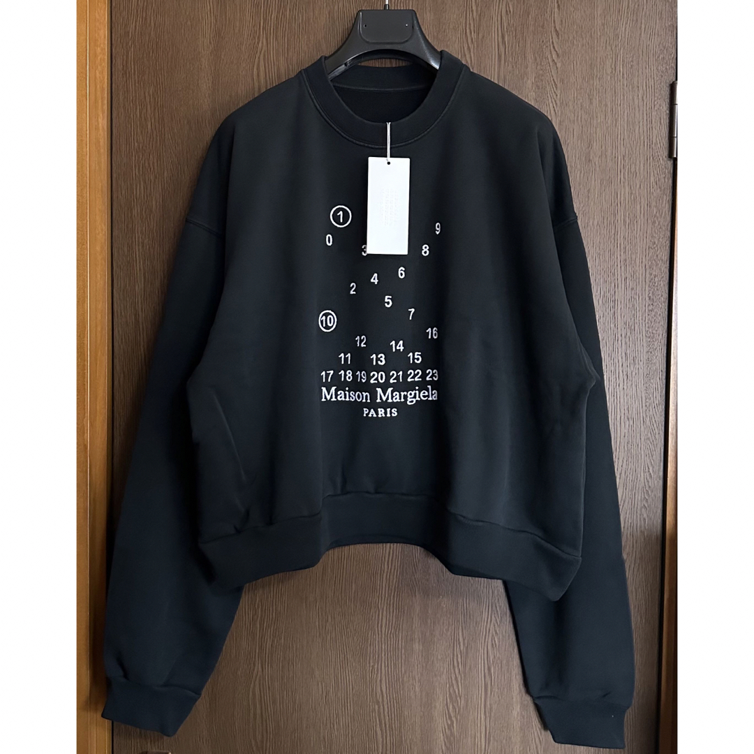 XL新品 メゾン マルジェラ カレンダーロゴ 刺繍 スウェット シャツ ブラック