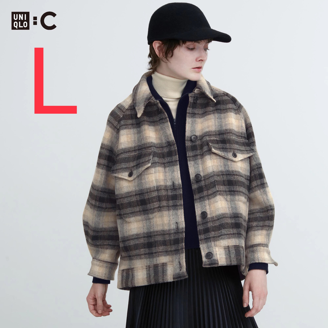 【新品】ユニクロC　UNIQLO オーバーサイズジャケット　L  グレーユニクロC