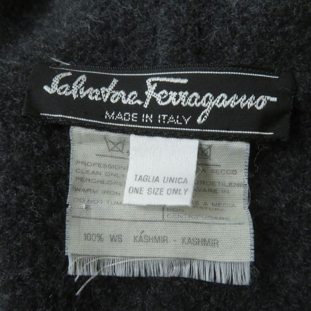 美品☆Salvatore Ferragamo サルヴァトーレフェラガモ フリンジ・ショール付き カシミヤ100％ コート ダークグレー ONE SIZE イタリア製 7