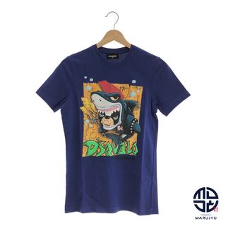 ディースクエアード(DSQUARED2)のDsquared2 ディースクエアード DQ0815 犬 サメ ロック ROCK プリント 青 ブルー Tシャツ キッズ 14Y アパレル 子供服(Tシャツ/カットソー)
