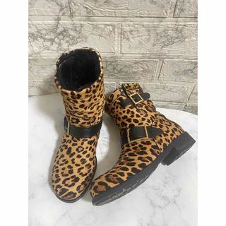 ジミーチュウ(JIMMY CHOO)のジミーチュウ エンジニアブーツ ハラコ レオパード 豹柄(ブーツ)