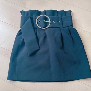 ザラ(ZARA)のZARA ウエストギャザー　ベルト付き　ミニスカート(ミニスカート)