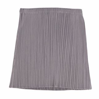 プリーツプリーズイッセイミヤケ(PLEATS PLEASE ISSEY MIYAKE)の美品 プリーツプリーズ イッセイミヤケ PLEATS PLEASE スカート ショートスカート プリーツ 無地 ボトムス レディース フリー グレー(ひざ丈スカート)