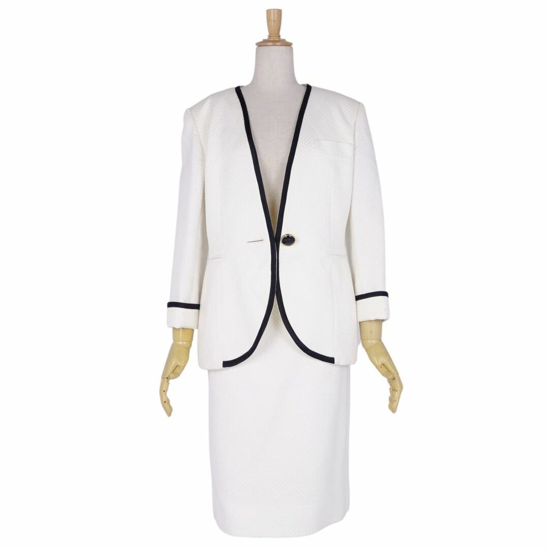 Vintage クリスチャンディオール Christian Dior セットアップ スカートスーツ キルティング コットン ジャケット スカート  レディース 9(M相当) ホワイト