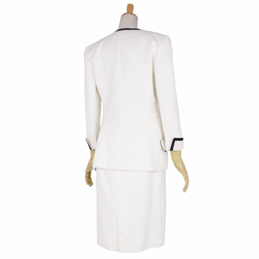 Christian Dior(クリスチャンディオール)のVintage クリスチャンディオール Christian Dior セットアップ スカートスーツ キルティング コットン ジャケット スカート レディース 9(M相当) ホワイト レディースのフォーマル/ドレス(スーツ)の商品写真