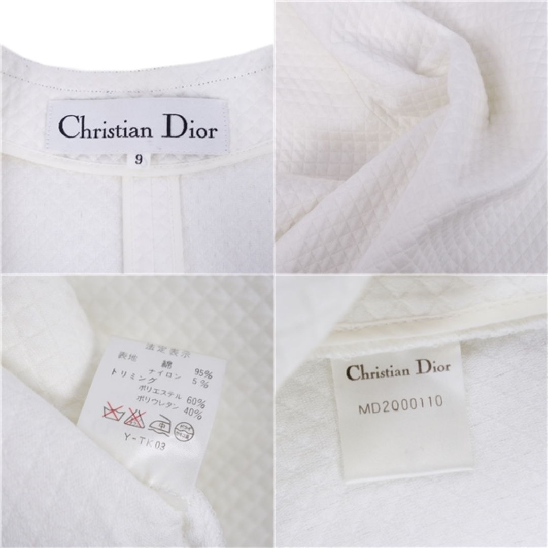 Christian Dior(クリスチャンディオール)のVintage クリスチャンディオール Christian Dior セットアップ スカートスーツ キルティング コットン ジャケット スカート レディース 9(M相当) ホワイト レディースのフォーマル/ドレス(スーツ)の商品写真