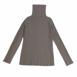 プリーツプリーズイッセイミヤケ(PLEATS PLEASE ISSEY MIYAKE)の美品 プリーツプリーズ イッセイミヤケ PLEATS PLEASE シャツ ハイネック ロングスリーブ 無地 トップス レディース 3(L相当) ライトカーキ(シャツ/ブラウス(長袖/七分))