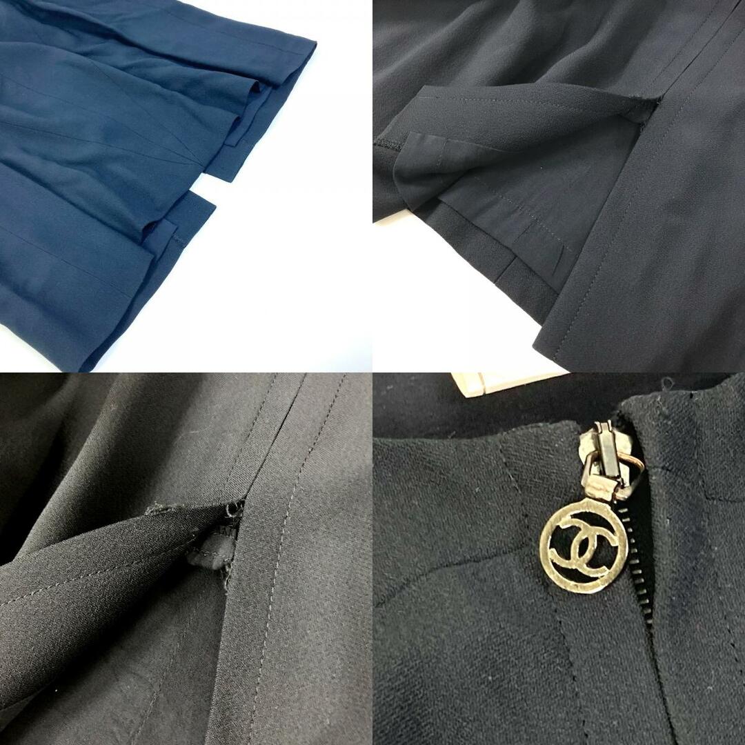 シャネル CHANEL バイカラー P09506 長袖 ワンピース ビスコース ブラック