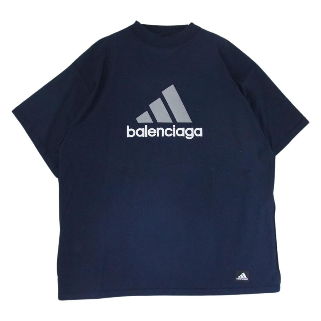 BALENCIAGA バレンシアガ Ｔシャツ 23SS 731769 × ADIDAS アディダス OVERSIZED T-SHIRT オーバーサイズ 半袖 Tシャツ ロゴ刺繍 ダークネイビー系 3