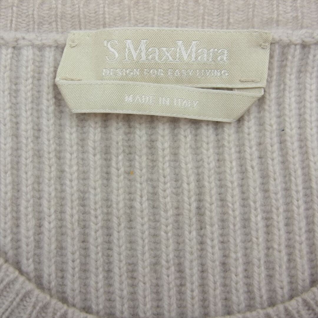 エス マックスマーラ S Max Mara ニット ウール カシミヤ混 ニット クルーネック 長袖 ワンピース ライトグレー系 M