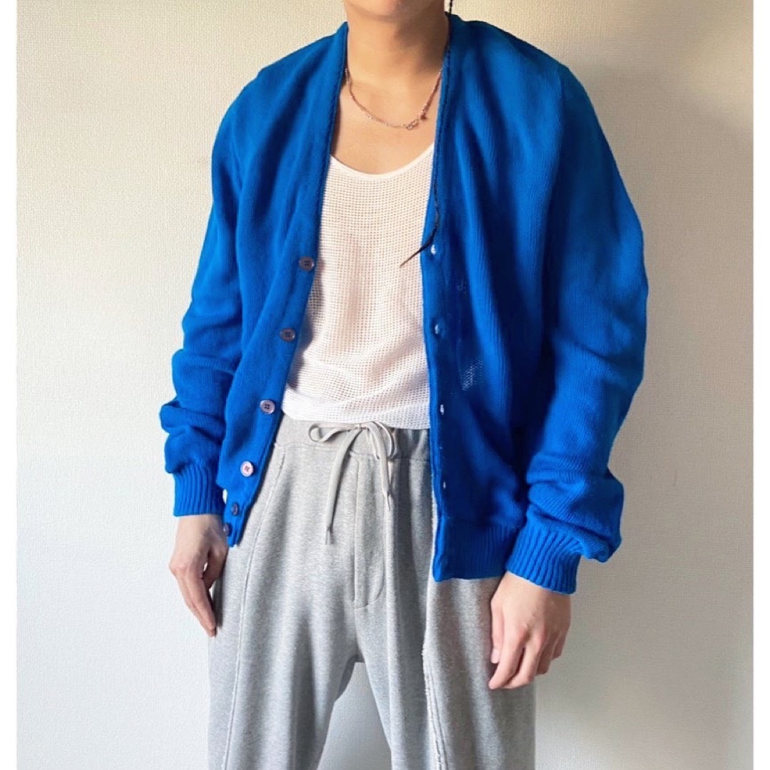 珍カラー vintage 80s ロイヤルブルー ニット アクリル 珍カラー vintage 80s ロイヤルブルー ニット アクリル