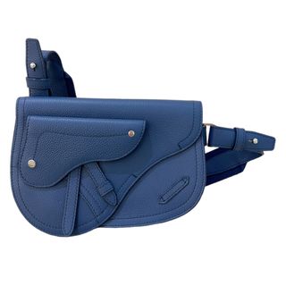 クリスチャンディオール(Christian Dior)の　クリスチャン・ディオール Christian Dior SADDLE　サドルショルダーポーチ ネイビー　シルバー金具 レザー メンズ ボディバッグ(ボディーバッグ)