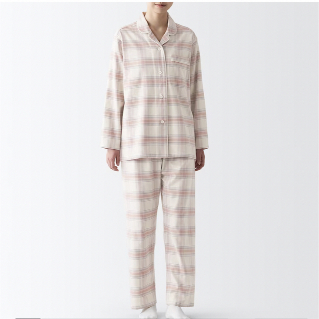MUJI (無印良品)(ムジルシリョウヒン)の無印良品 フランネルパジャマLサイズ ピンクチェック上着のみ 新品暖かい レディースのルームウェア/パジャマ(パジャマ)の商品写真