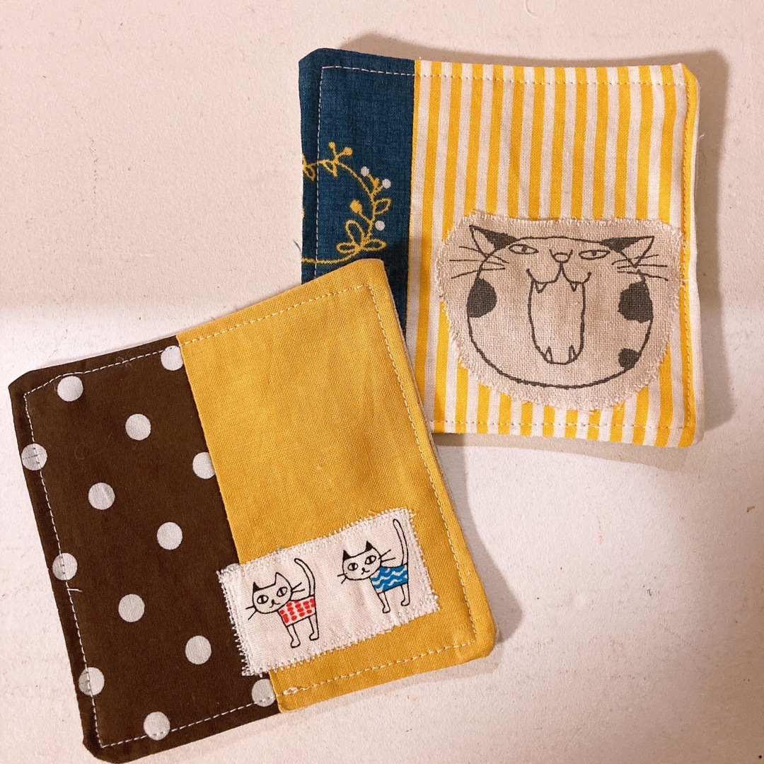 猫柄 ハンドメイドコースター 2枚セットの通販 by yoffy's shop|ラクマ