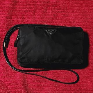 プラダ(PRADA)のPRADA ウォレットショルダーバッグ  ナイロン ブラック(ショルダーバッグ)