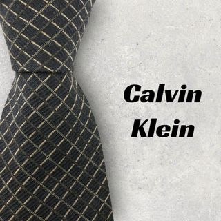 カルバンクライン(Calvin Klein)の【5414】美品！Calvin Klein　ネクタイ　ブラック系　チェック柄(ネクタイ)