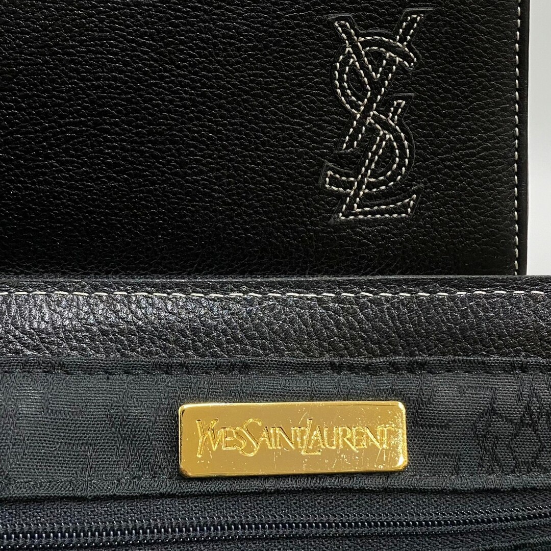 未使用保管品 イヴサンローラン YSL ロゴ レザー ショルダーバッグ 黒