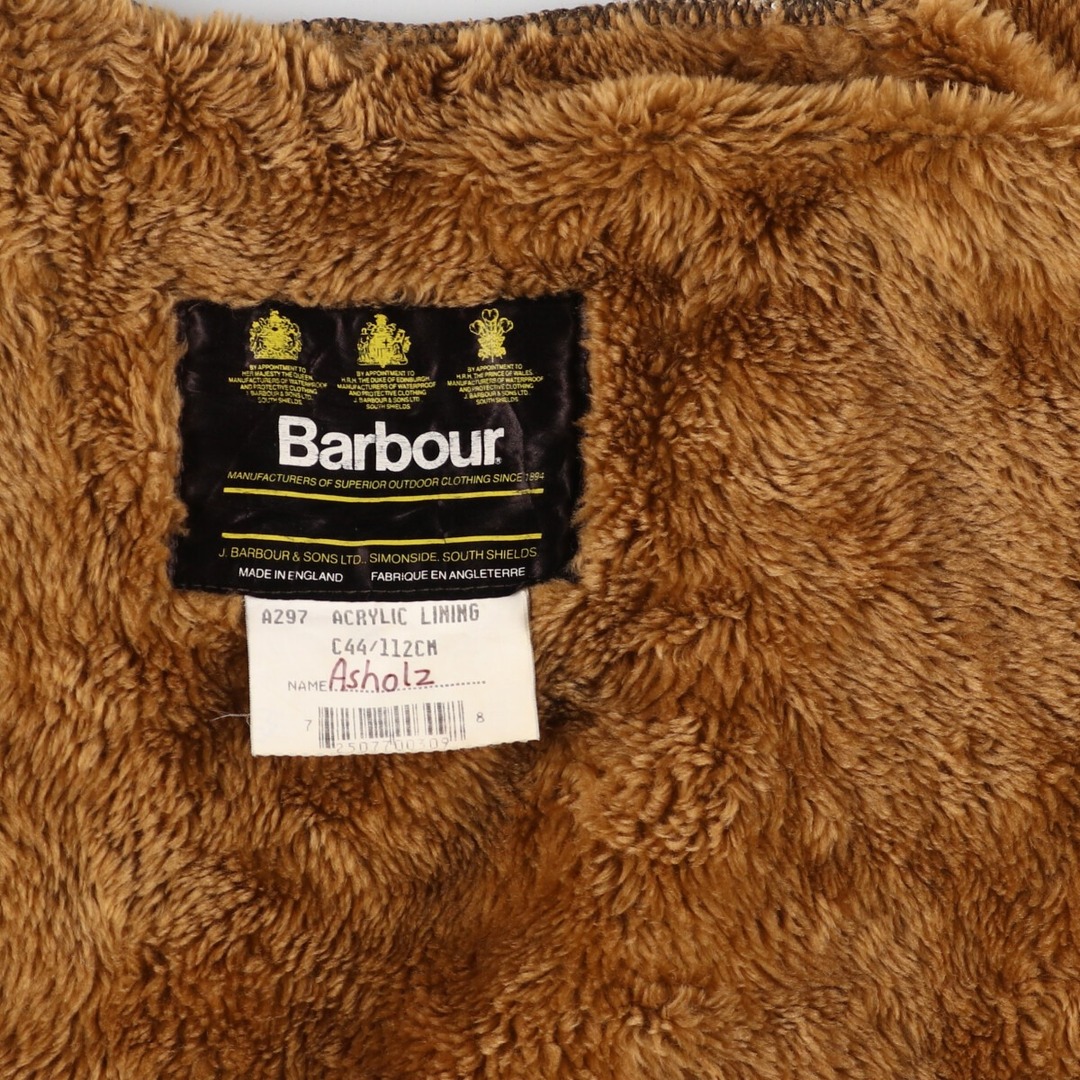 90年代 バブアー Barbour A297 ACRYLIC LINING パイルライナーベスト 英国製 C44/eaa377312