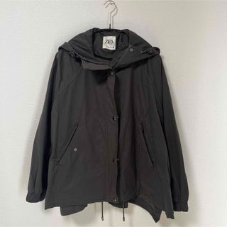 ザラ(ZARA)のZARA ジャンパーブルゾン　フード付き　ダークグレー(ブルゾン)