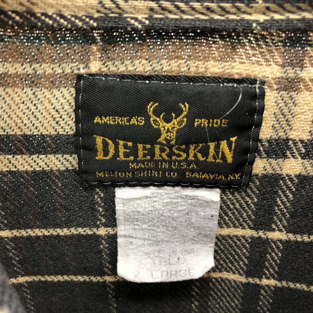 古着 DEERSKIN チェック柄 長袖 ライトネルシャツ USA製 メンズXL ...