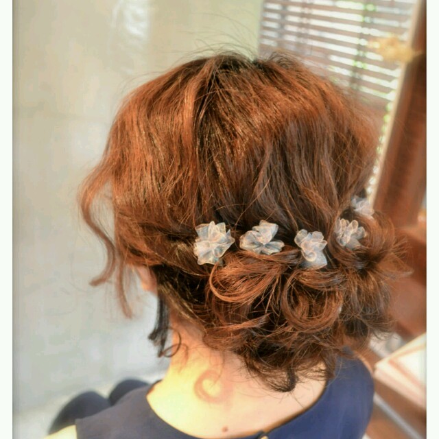 シルクリボンピン×パールピン ハンドメイドのアクセサリー(ヘアアクセサリー)の商品写真