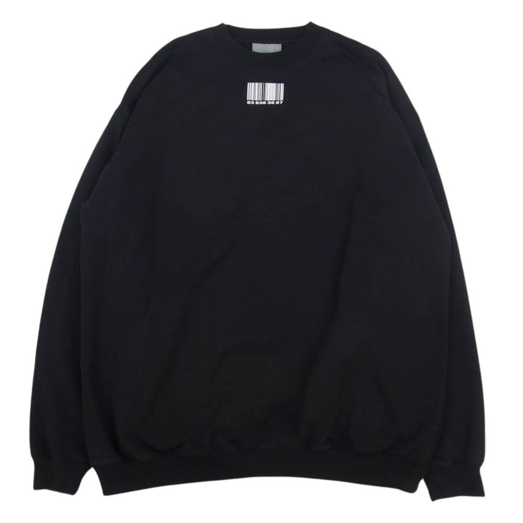 VETEMENTS ヴェトモン VL12TR140B VTMNTS BARCODE Sweatshirt バーコード プリント スウェットシャツ トレーナー ブラック系 S