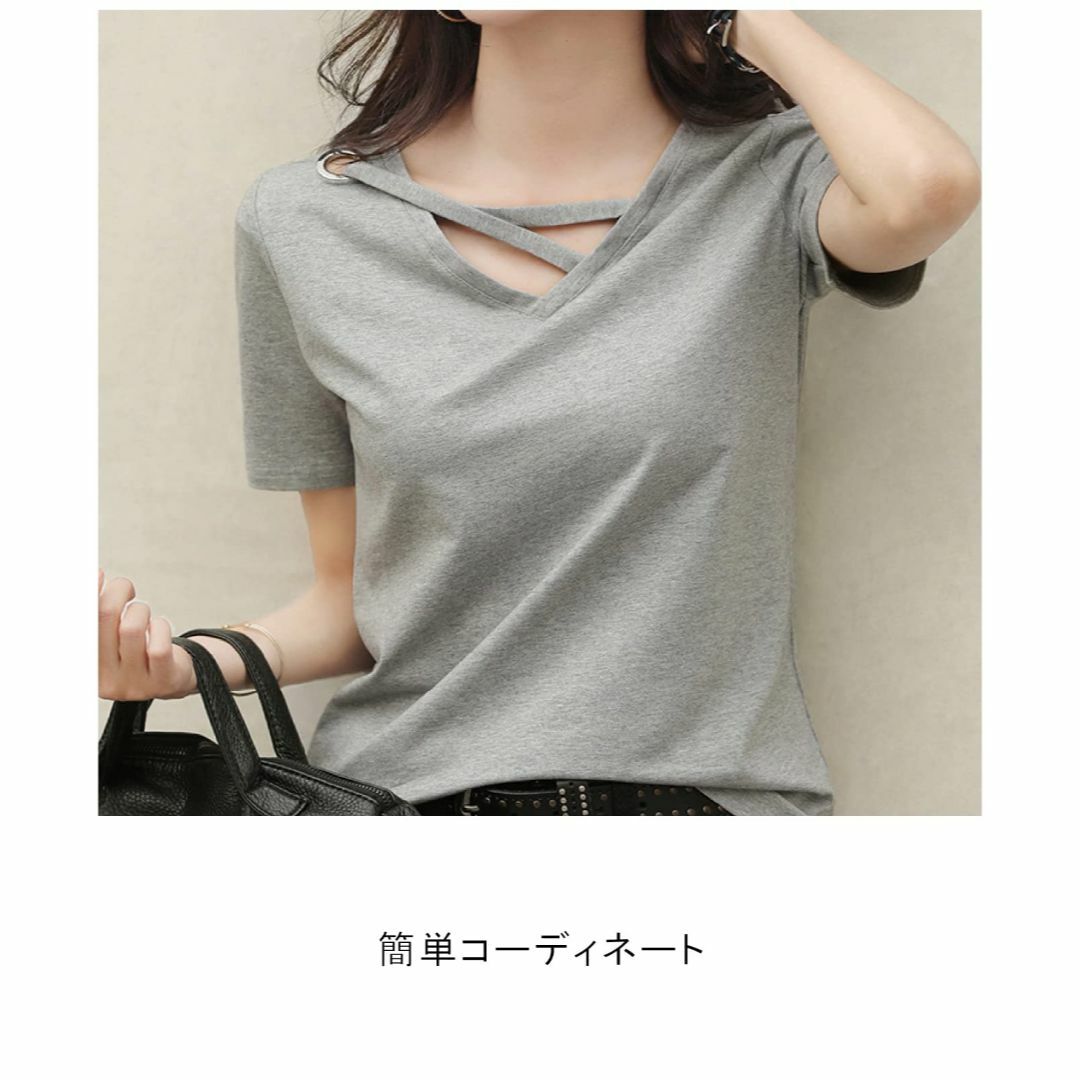 [セカンドルーツ] Tシャツ カットソー トップス インナー Vネック デザイン 4