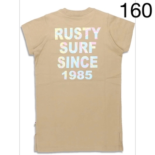 ラスティ(RUSTY)のラスティ　女の子　ガールズ　Tシャツ　半袖　ロンT ワンピース　ブラウン(Tシャツ/カットソー)