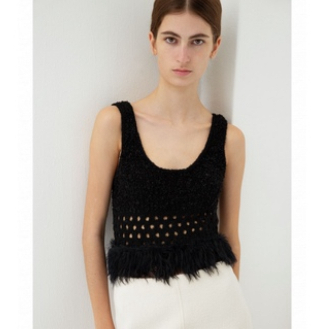 leinwande Fringe Knit Tank Top / Blackレディース