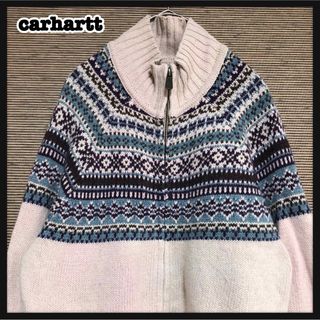 カーハート(carhartt)の【カーハート】セーター　幾何学　ニット　ペイズリー　ベージュ　ワンポイント88(ニット/セーター)