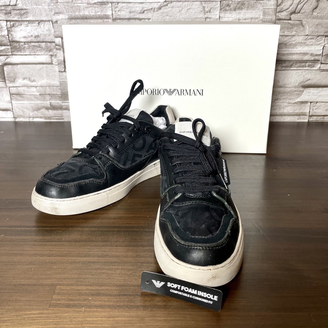 エンポリEMPORIO ARMANI 黒 スニーカー クリーニング済