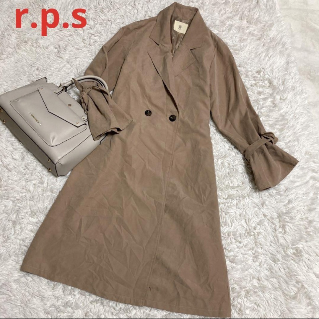 rps(アルピーエス)のr.p.s トレンチ コート ツイード ベージュ 後ろリボン 良品 レディースのジャケット/アウター(トレンチコート)の商品写真